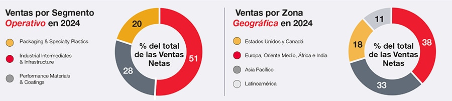circular charts showing business and regional sales