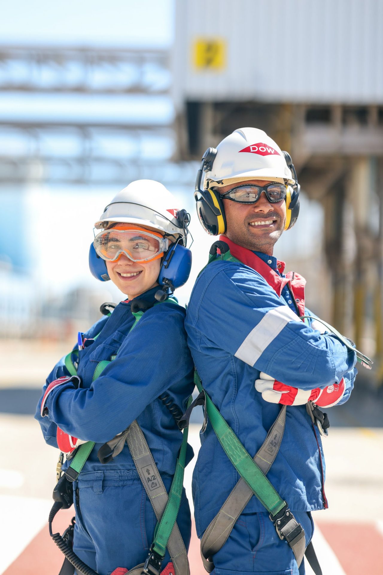 Two workers at factory